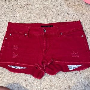 RED JEAN SHORTS